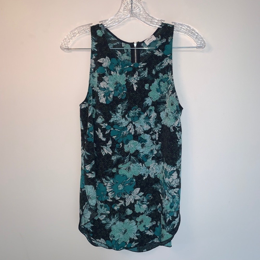 Aritzia Wilfred Green Floral Tank Top S